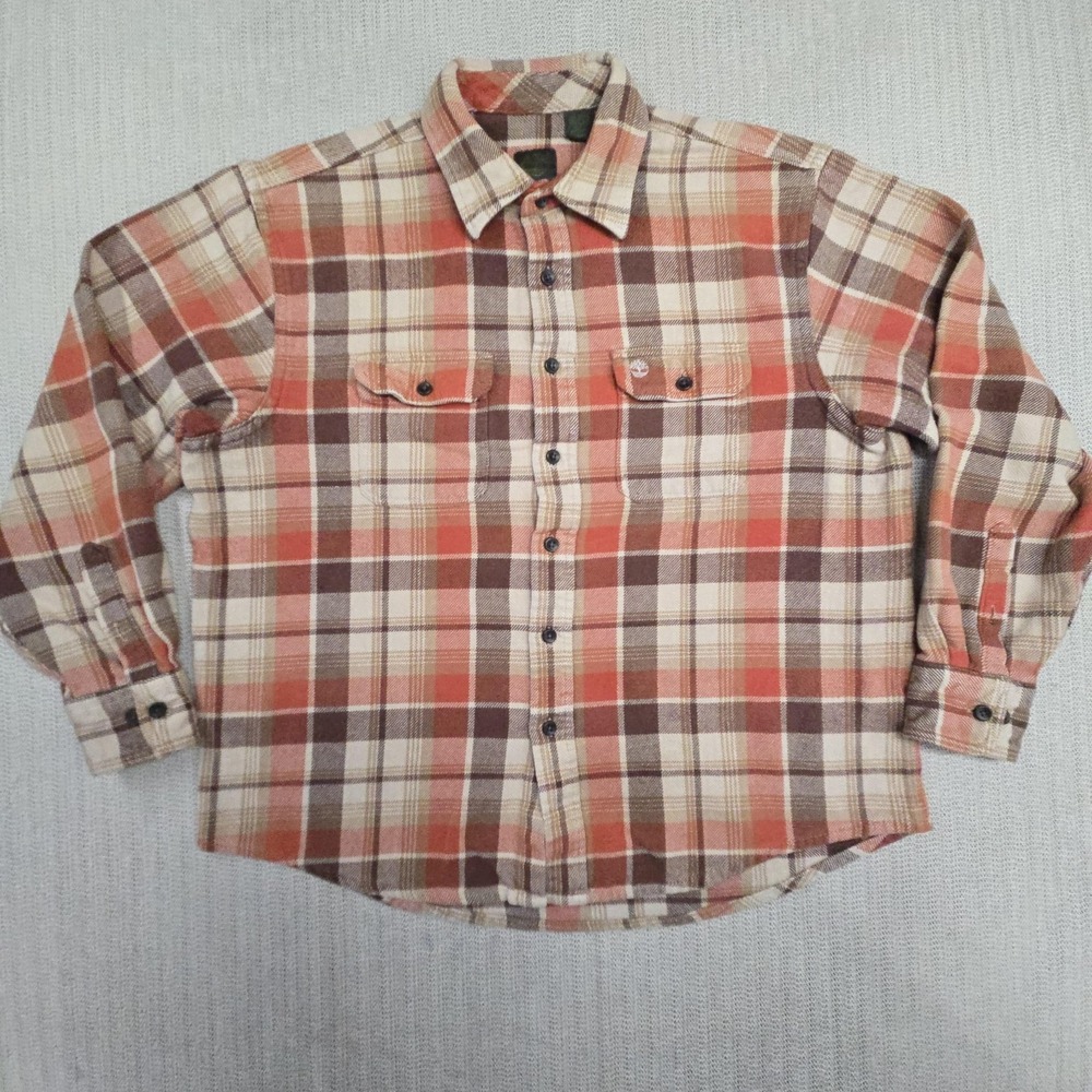 Timberland Shirt Mens XL Multicolor Plaid Flannel Long Sleeve Button Up Casual